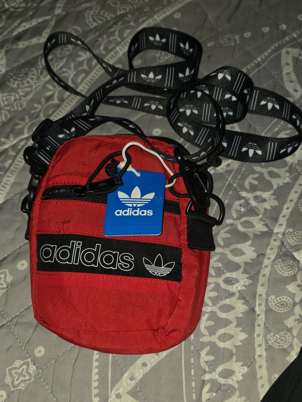 adidas Red Small Crossbody Belt Bag with Branded Strap
